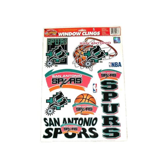 NBA Other - San Antonio Spurs Vintage 90s Window Clings Decals Set Removable Reusable New